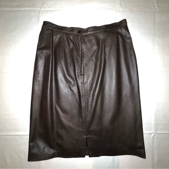 Vintage Brown Leather Pencil Skirt  with 34" Waist Butter Soft Leather - Picture 3 of 7